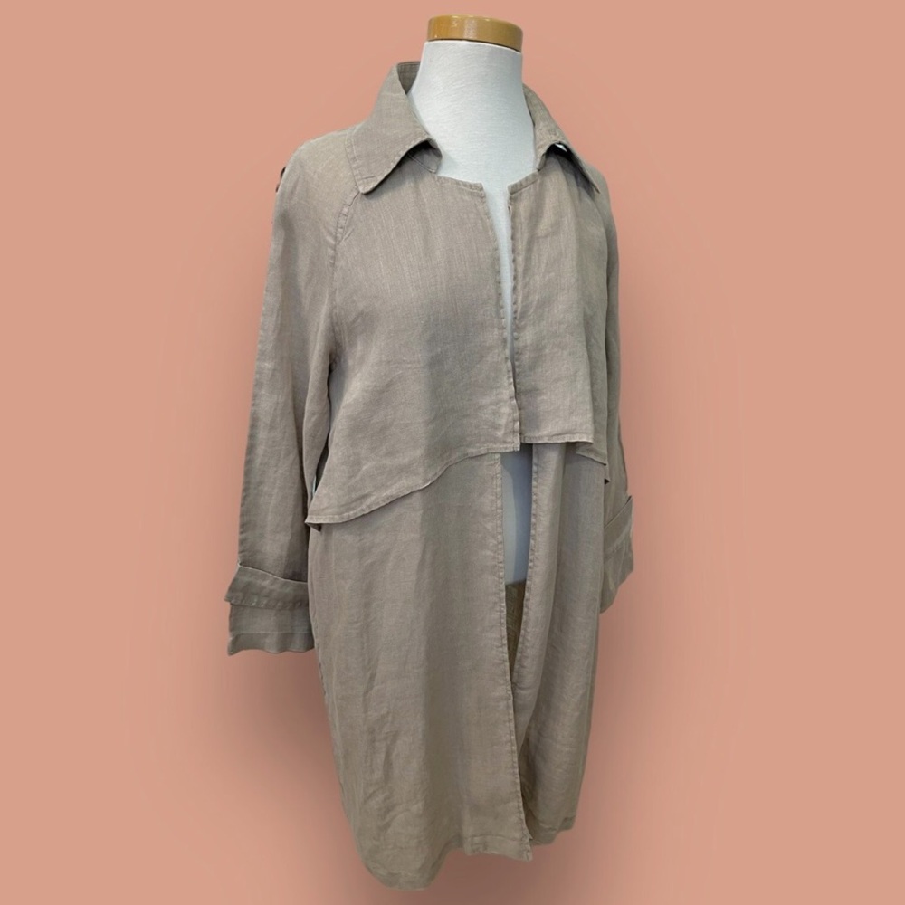 ARTISANNY Women’s Size Small 100% Linen Duster Jacket Beige Lightweight - Picture 6 of 8